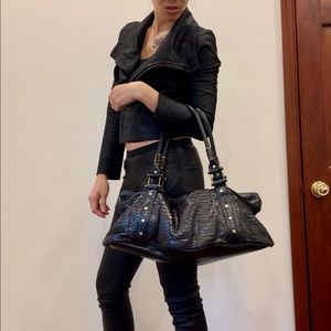 R&Y Agousti Genuine Black Python Handbag